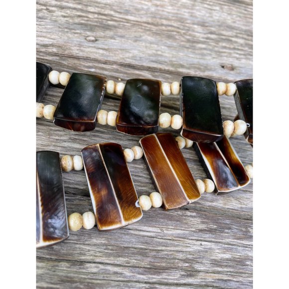 Vintage BOHO Festival HIppy Tie Belt Faux Horn Resin Beads - Picture 7 of 13